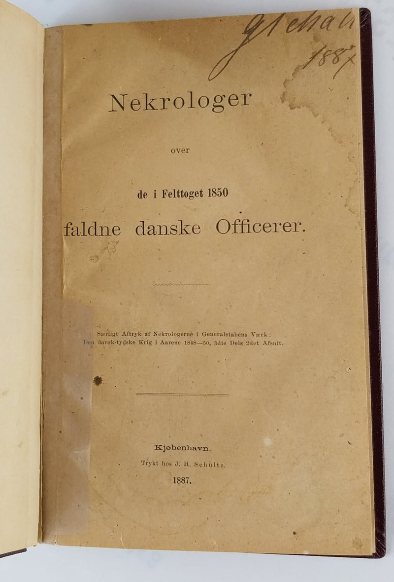 Nekrologer over de i Felttoget 1850 faldne danske Officere