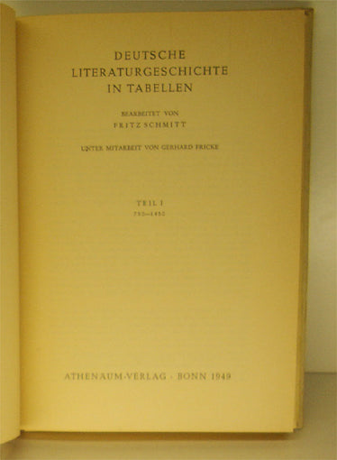 Deutsche Literaturgeschichte in Tabellen