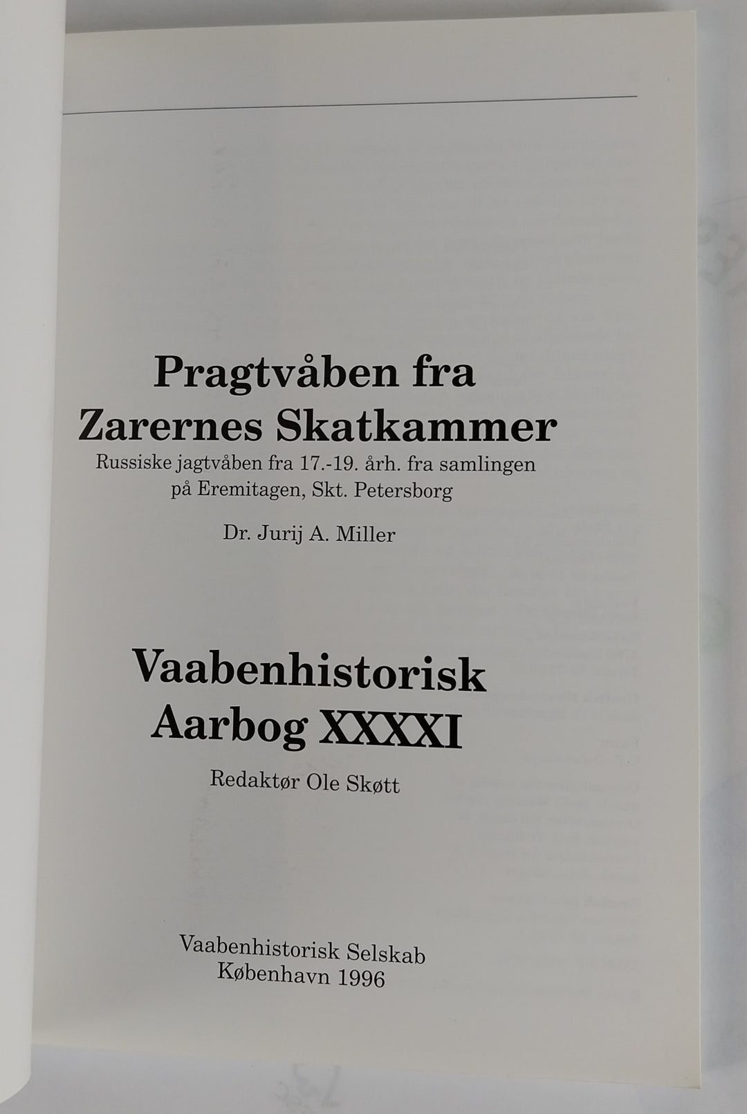 Vaabenhistoriske Aarbøger XXXXI, 1996