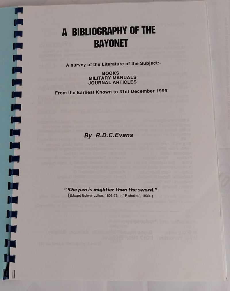 A Bibliography of the Bayonet