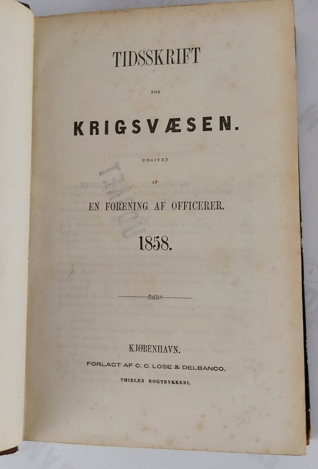 Tidsskrift for Krigsvæsen 1858