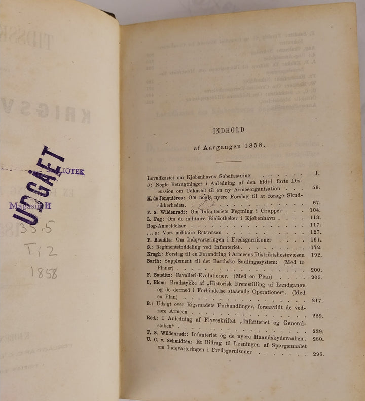 Tidsskrift for Krigsvæsen 1858