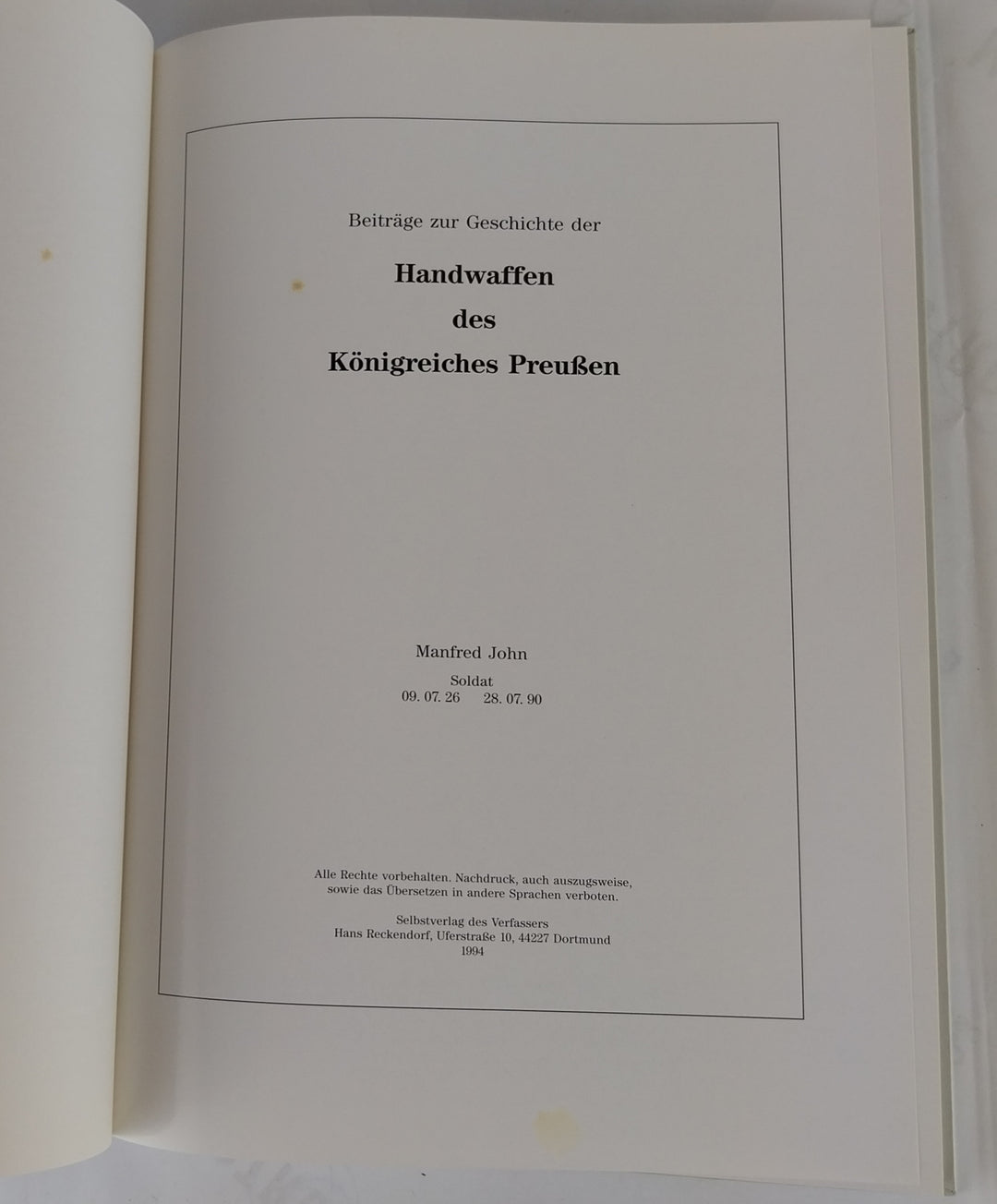 Beiträge zur Geschichte der Handwaffen des Königreiches Preussen.