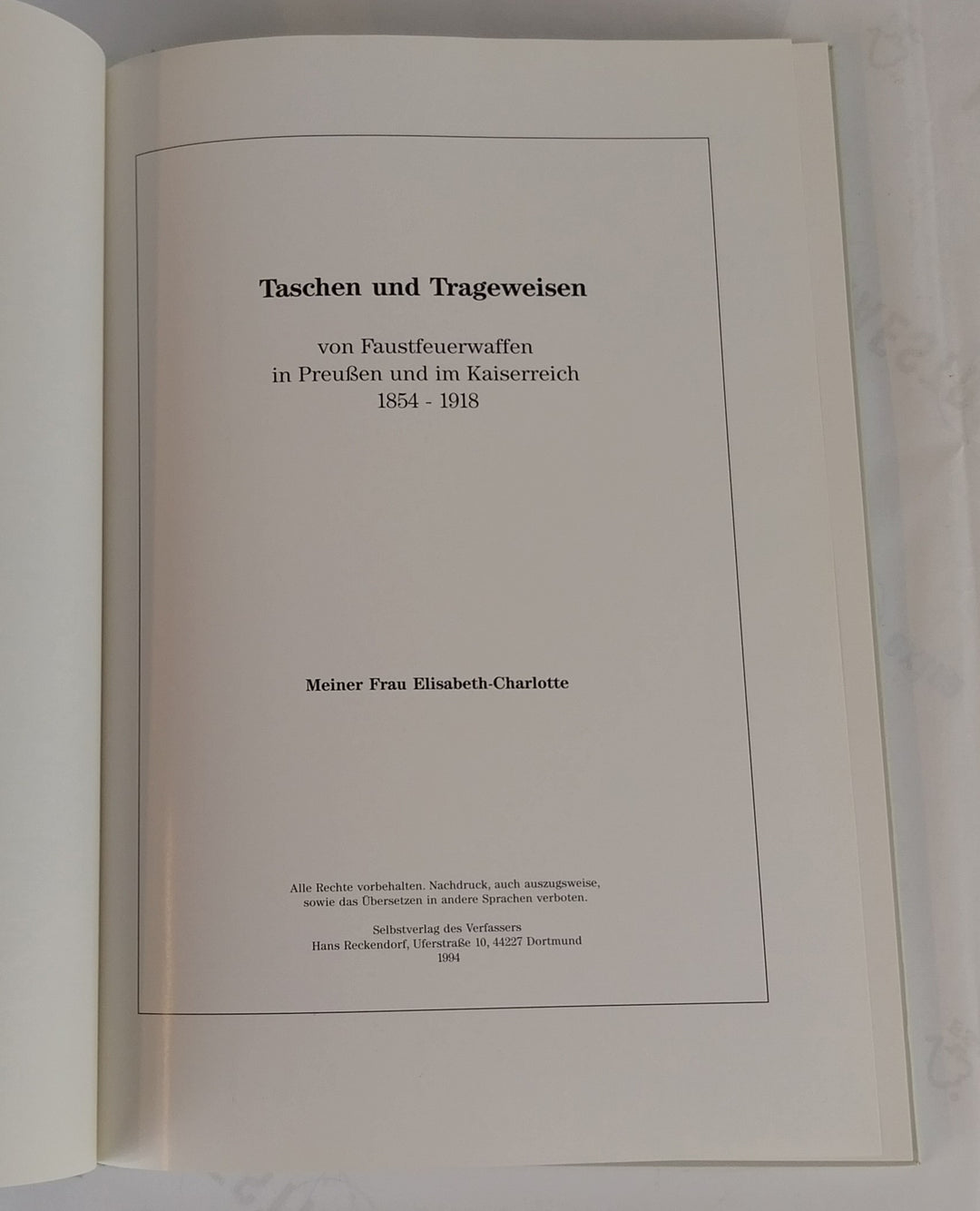 Beiträge zur Geschichte der Taschen und Trageweisen von Faustfeuerwaffen in Preußen und im Kaiserreich 1854-1918