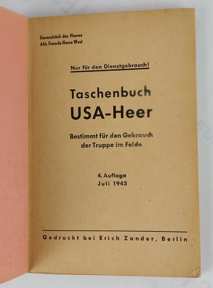 Taschenbuch USA-Heer. Bestimmt für der Gebrauch des Truppen im Felde