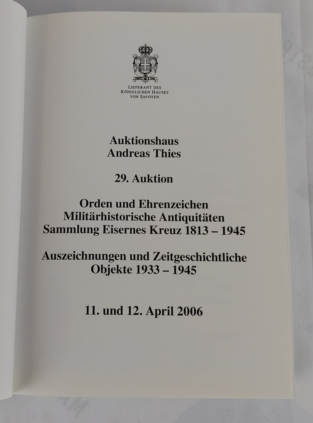 Auktionshaus Andreas Thies. 29. Auktion. 11. und 12. April 2006