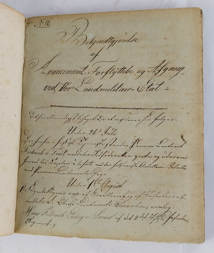 Bekiendtgiørelse af Avancement, Forflyttelse og afgang. 1808