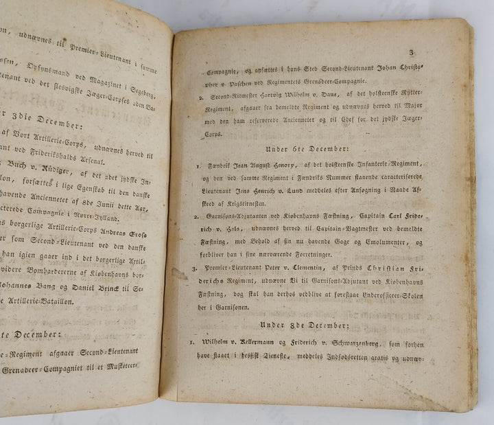 Bekiendtgiørelse af Avancement, Forflyttelse og afgang. 1808