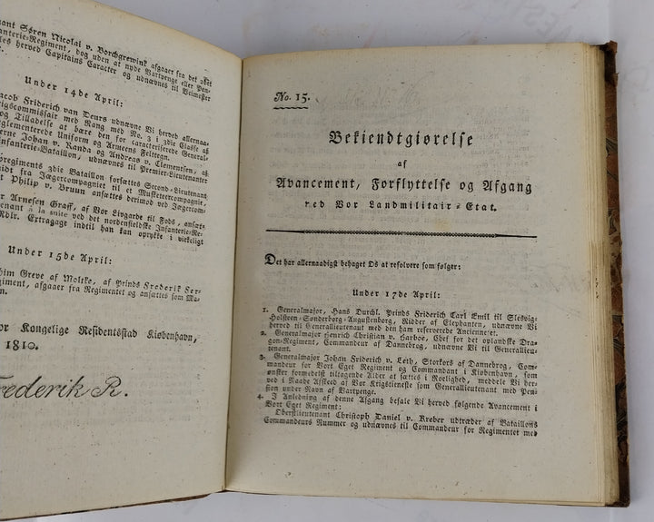 Bekiendtgiørelse af Avancement, Forflyttelse og afgang. 1810
