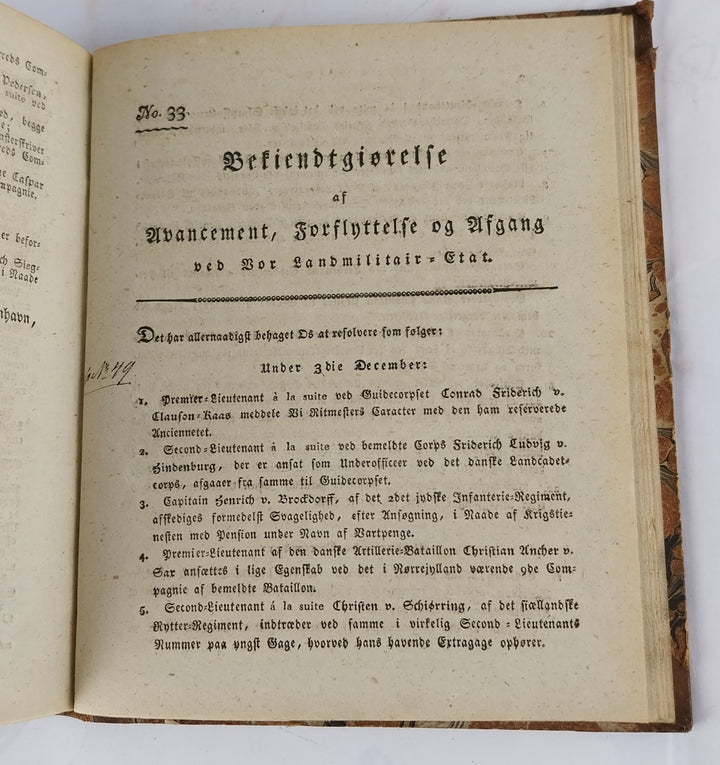 Bekiendtgiørelse af Avancement, Forflyttelse og afgang. 1810