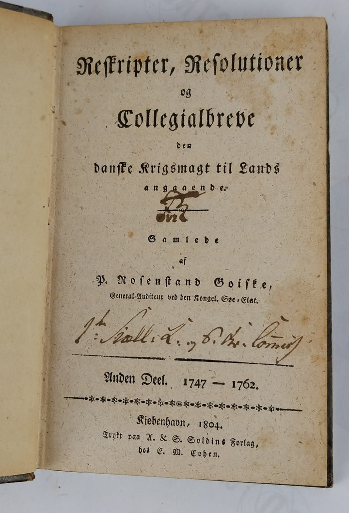 Reskripter, Resolutioner og Collegialbreve, Anden deel. 1747-1762