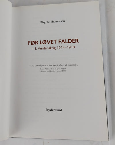 Før løvet falder - 1. Verdenskrig 1914-1918.