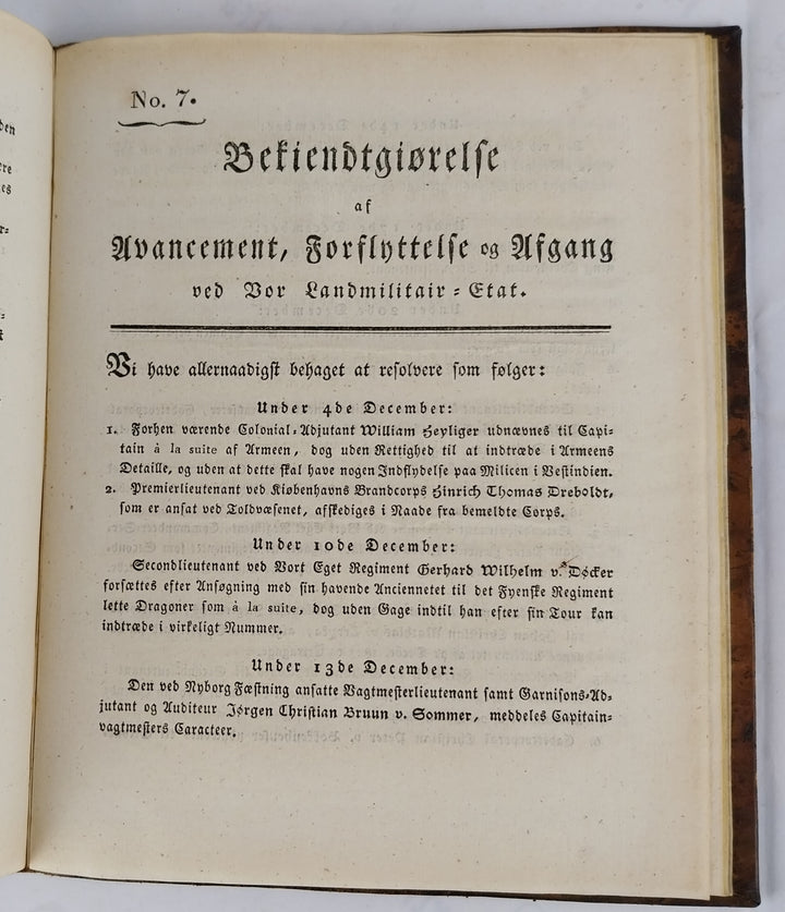 Bekiendtgiørelse af Avancement, Forflyttelse og afgang. 1825