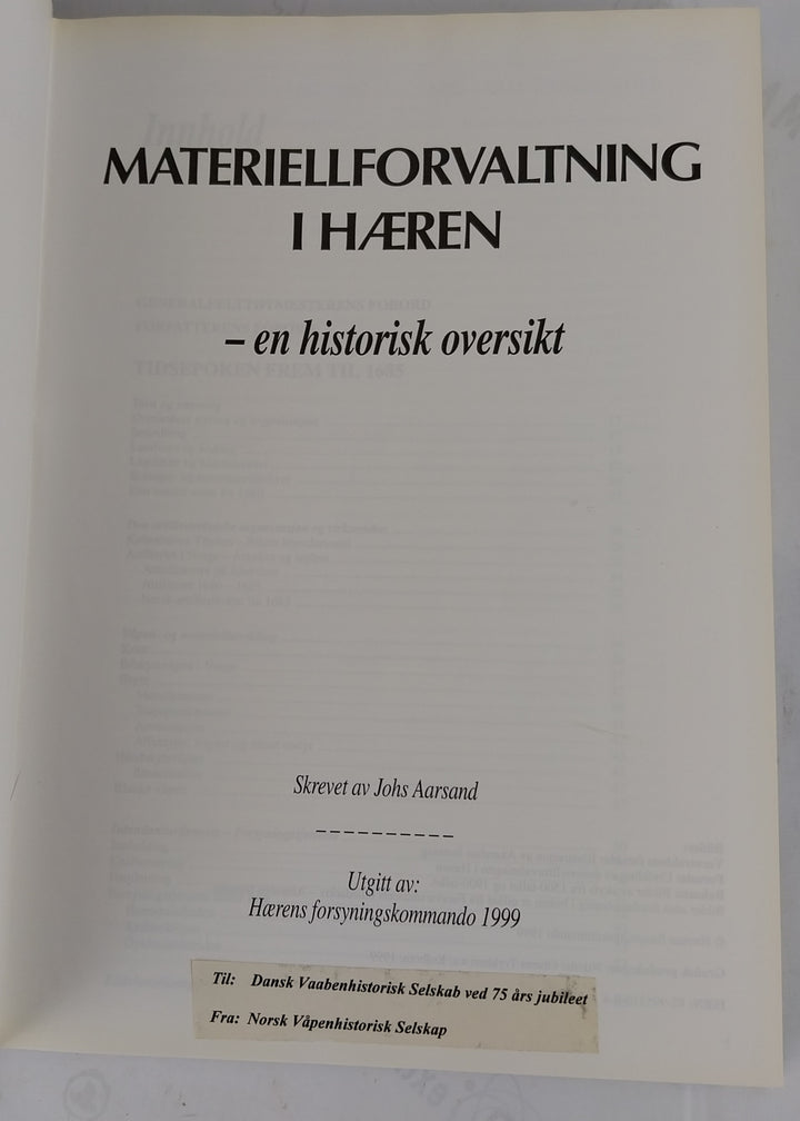 Materiellforvaltning i hæren. -en historisk oversikt