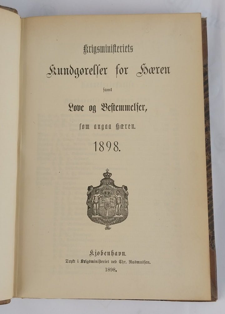 Kundgørelser for Hæren samt Love og Bestemmelser som angaa Hæren. 1898