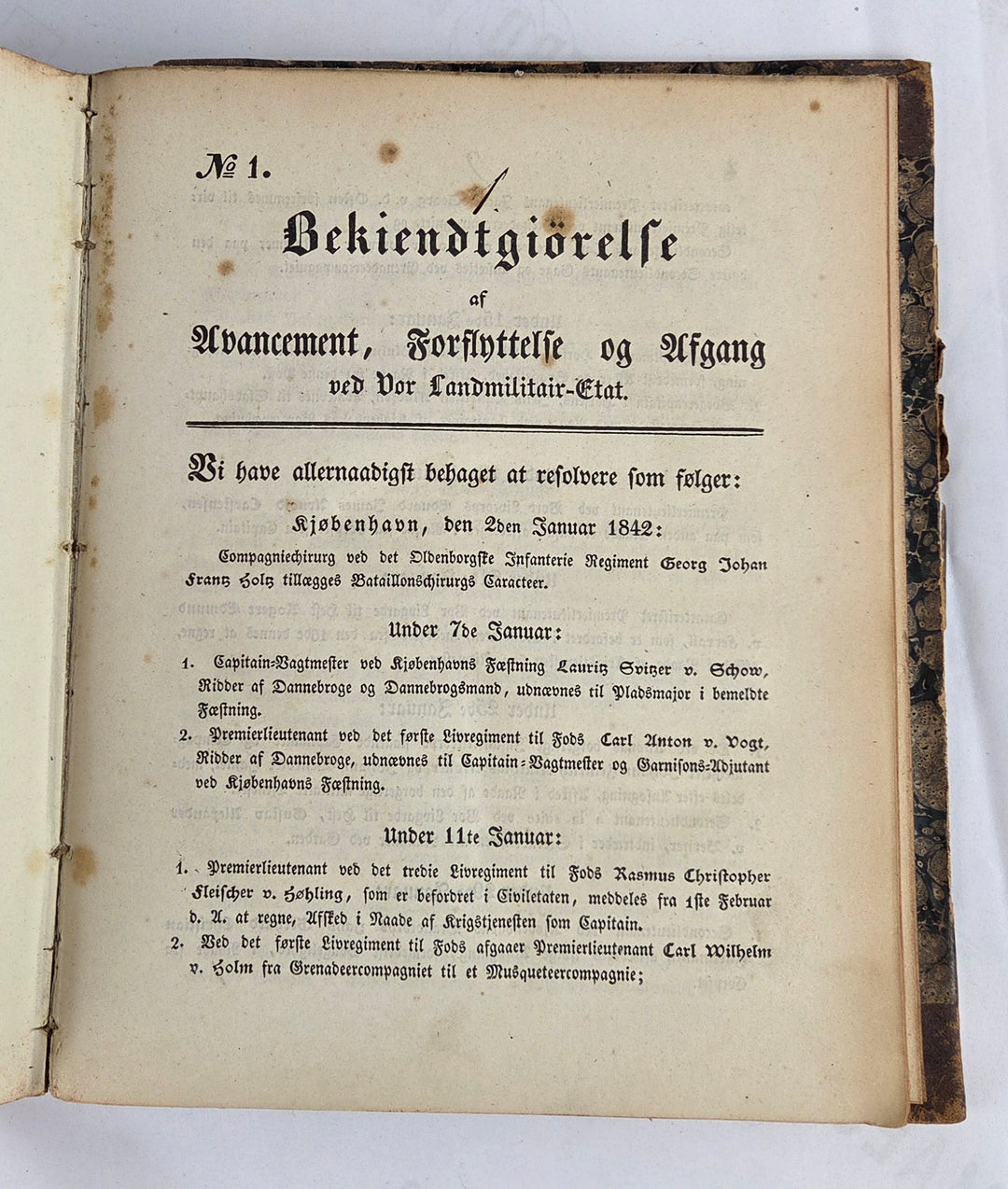 Bekiendtgiørelse af Avancement, Forflyttelse og afgang. 1842
