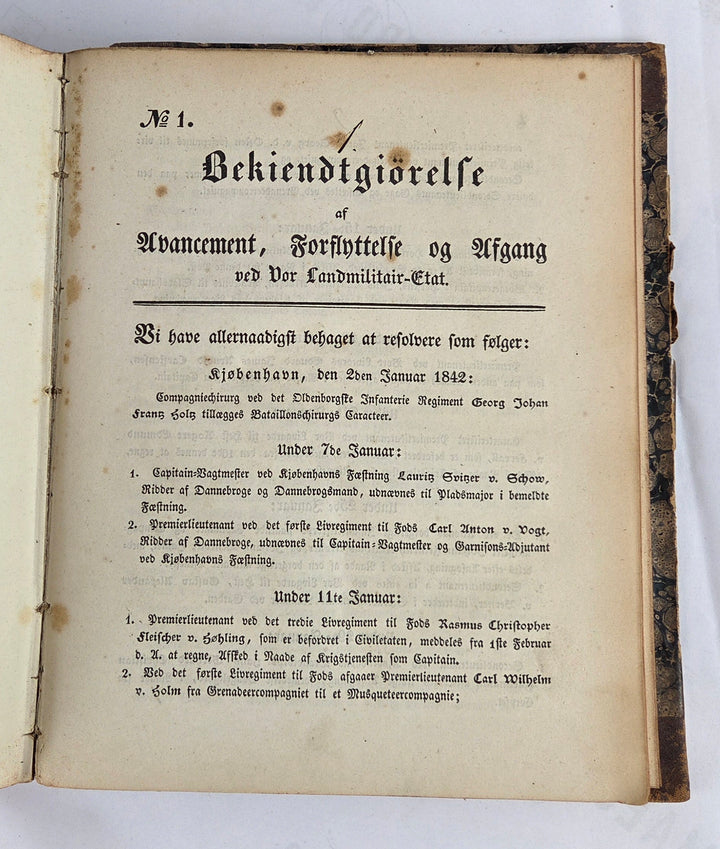 Bekiendtgiørelse af Avancement, Forflyttelse og afgang. 1842