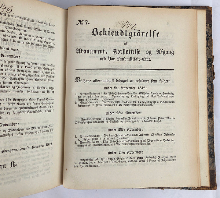 Bekiendtgiørelse af Avancement, Forflyttelse og afgang. 1842