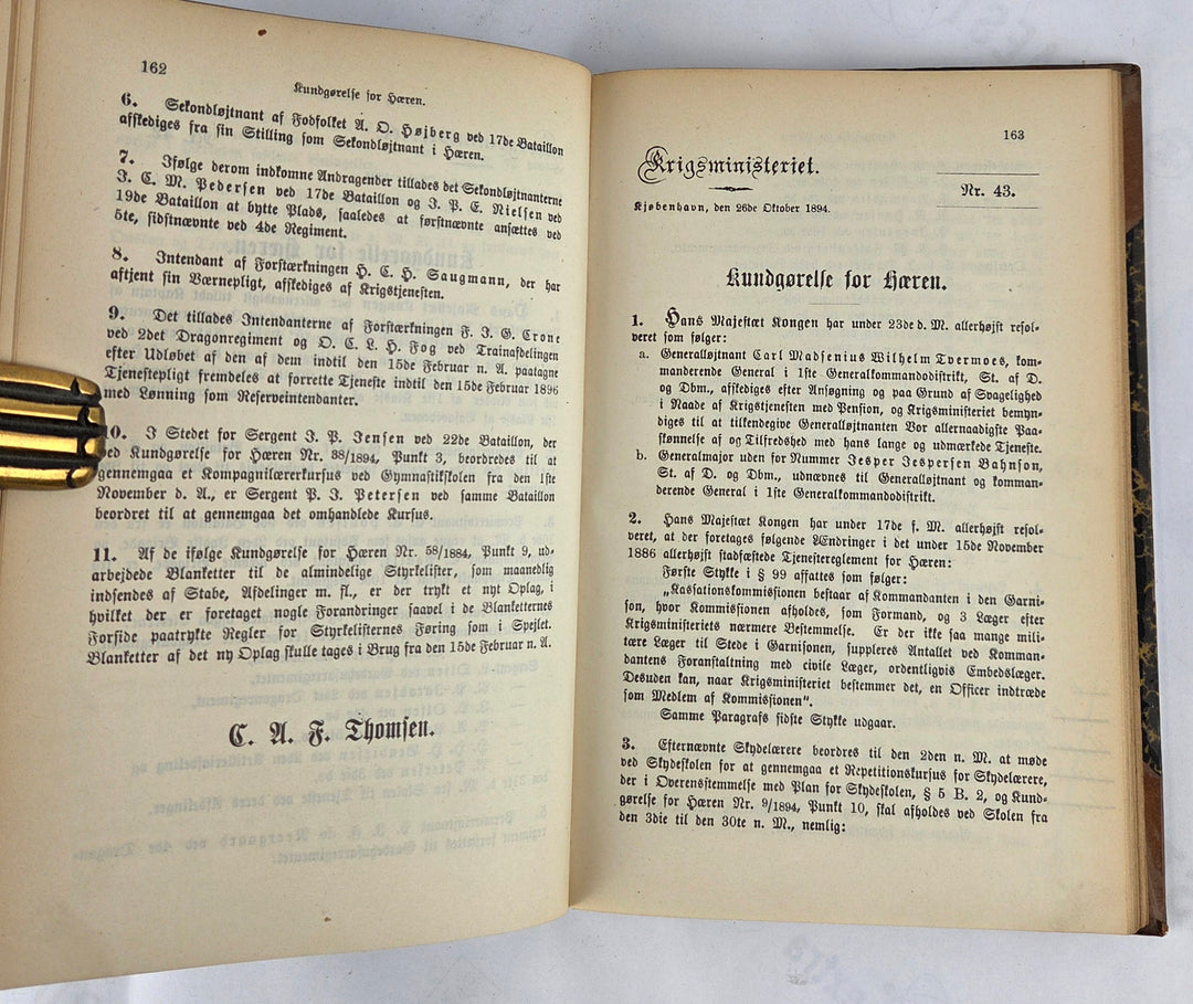 Krigsministeriets Kundgørelser for Hæren 1894
