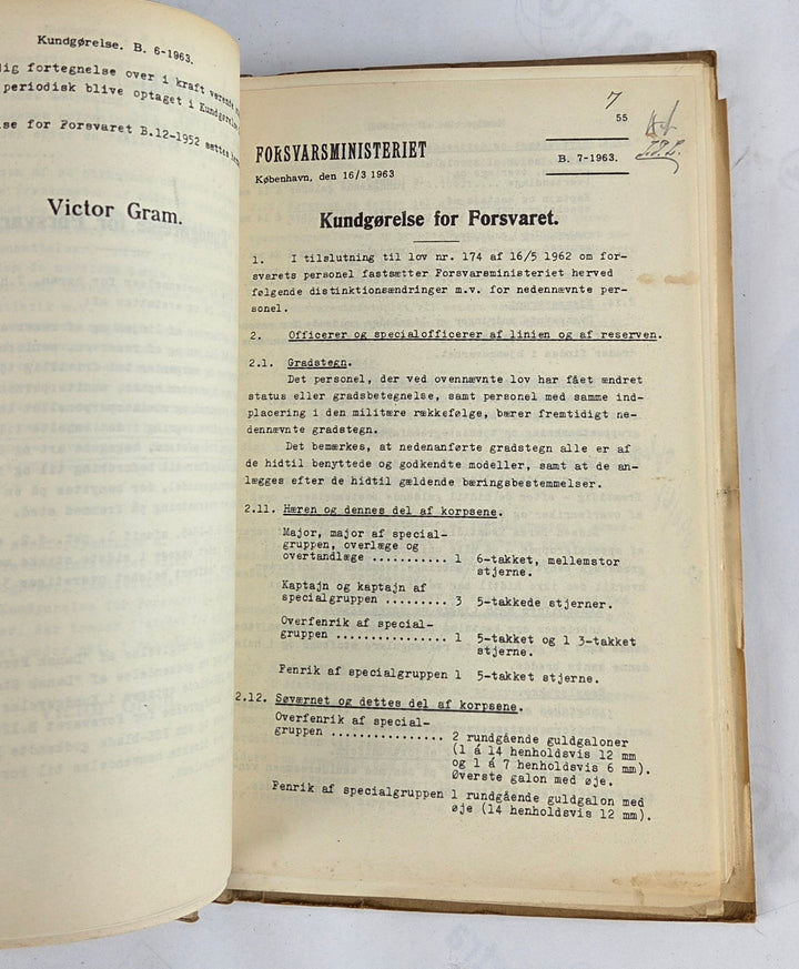 Forsvarsministeriets kundgørelser for forsvaret. B. for året 1963