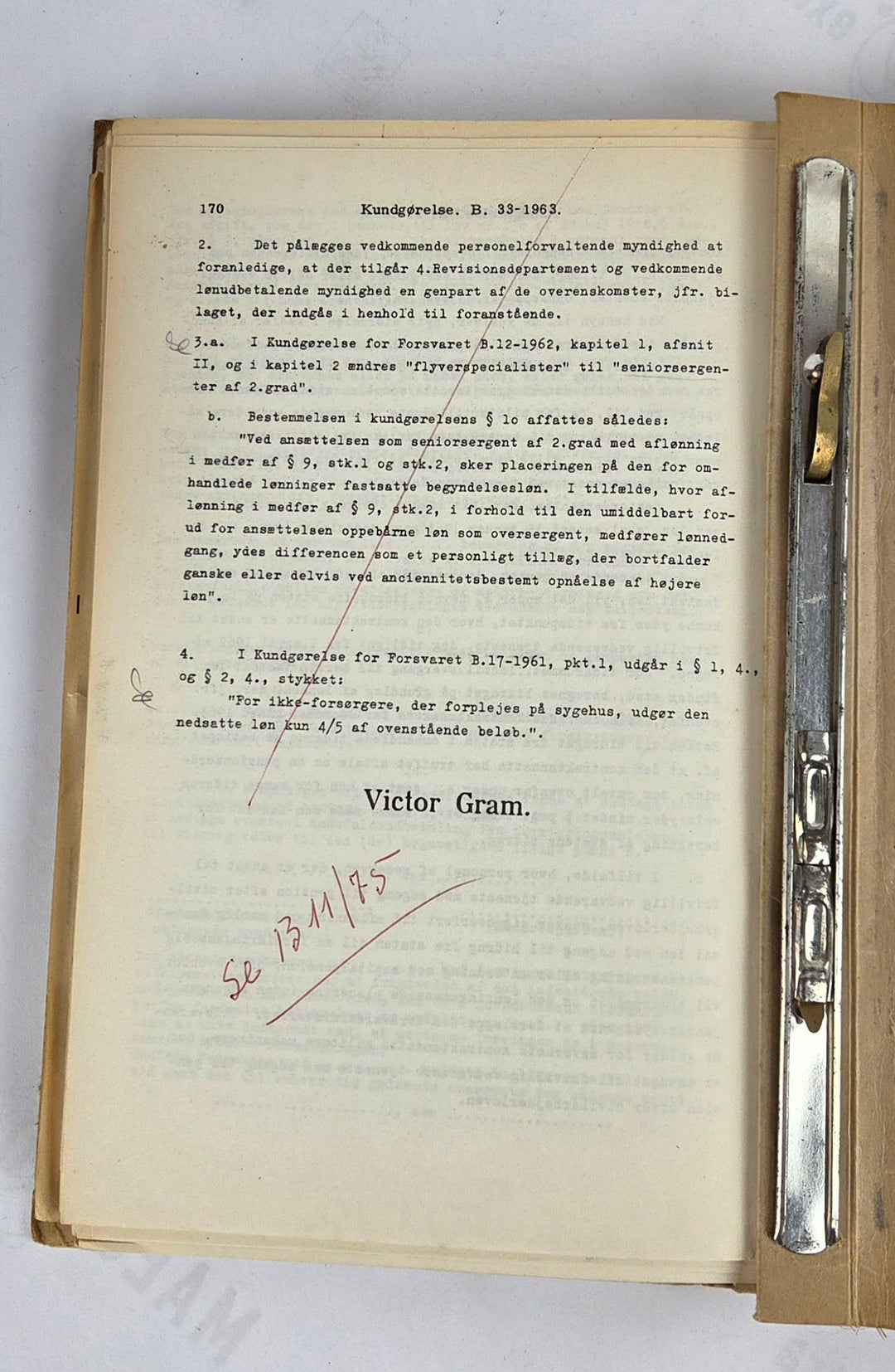 Forsvarsministeriets kundgørelser for forsvaret. B. for året 1963