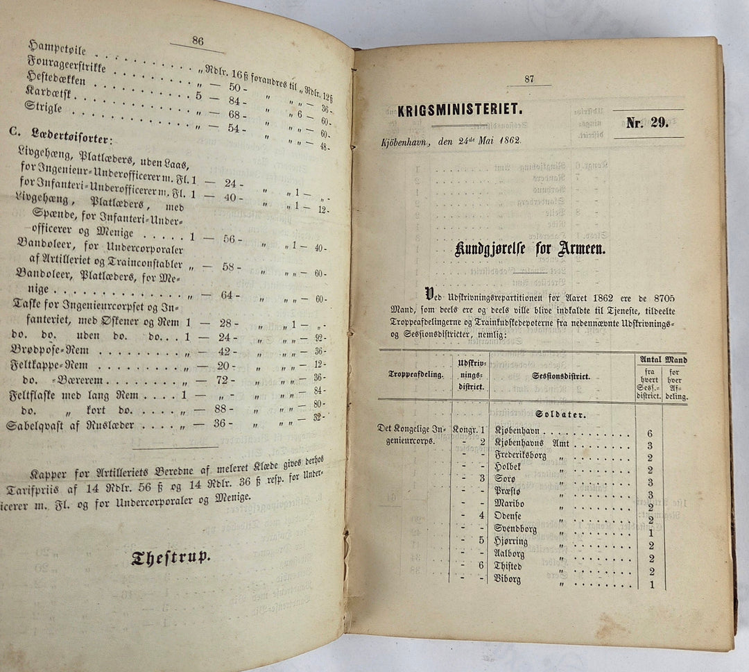 Krigsministeriets Kundgjørelser for Armeen for Aaret 1862 og 1863