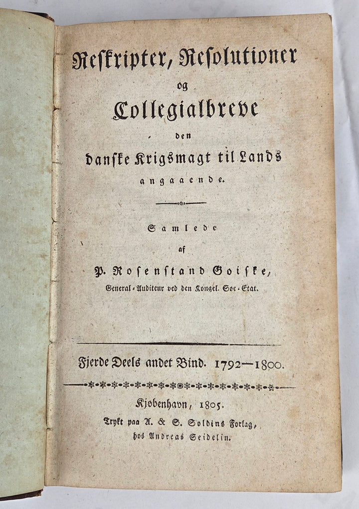 Reskripter, Resolutioner og Collegialbreve, Fjerde Deels andet Bind 1792-1800