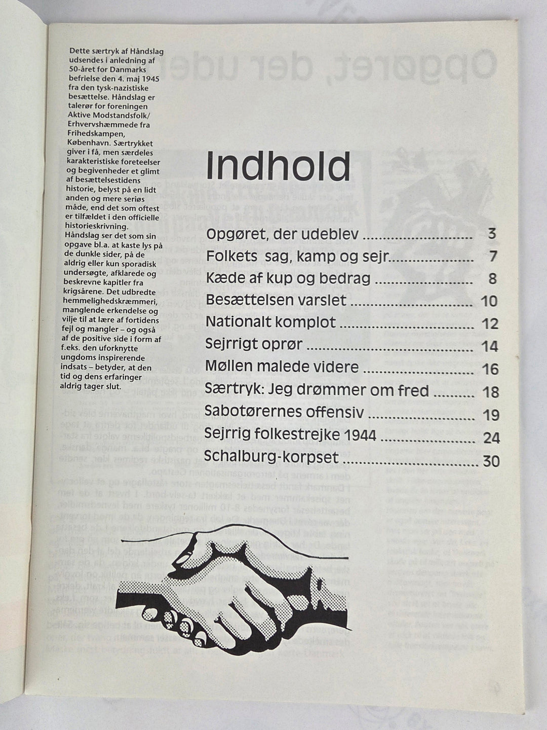 Modstand - Oprør. Særtryk af Håndslag. 1995