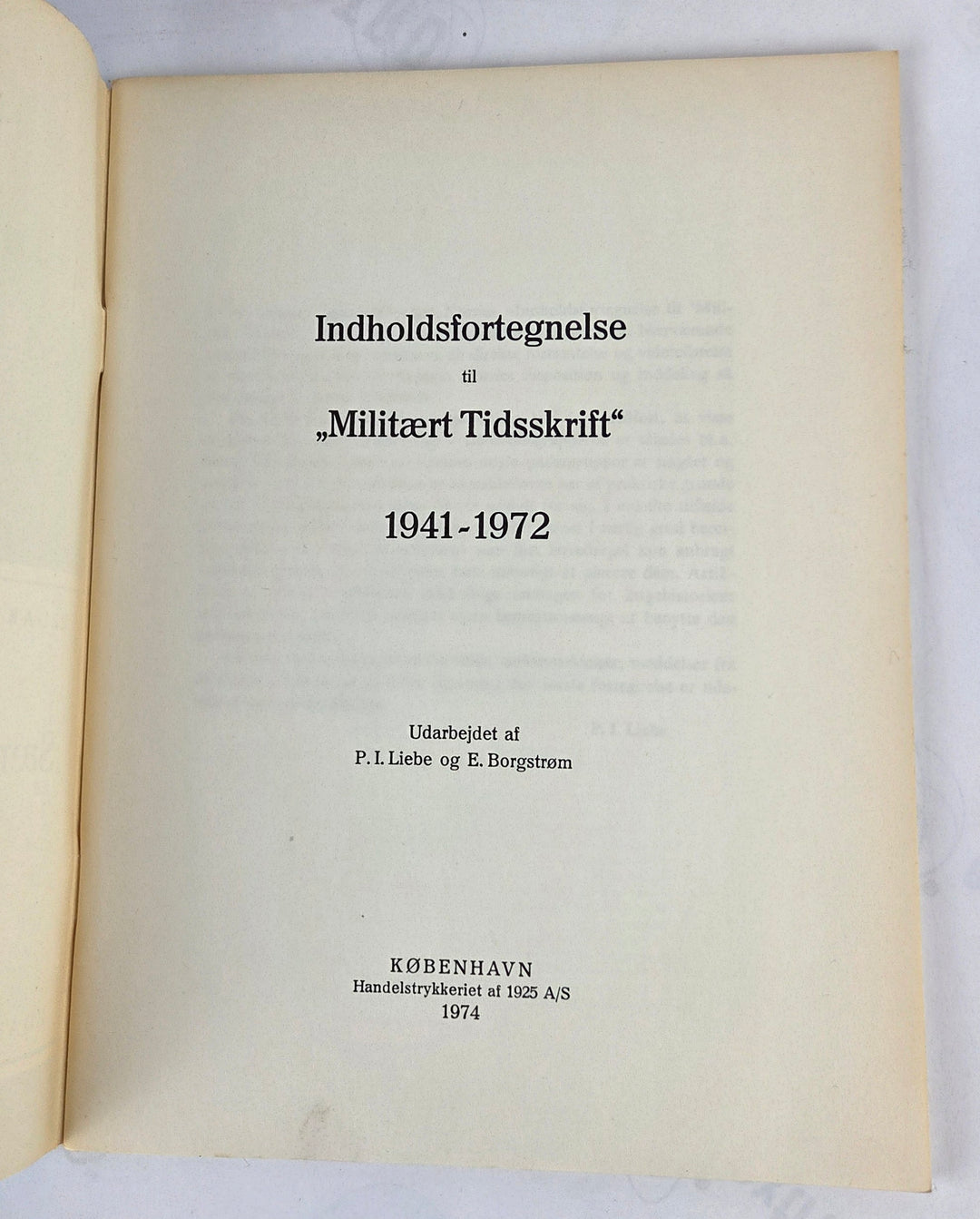 Militært Tidsskrift, Indholdsfortegnelse 1941-1972