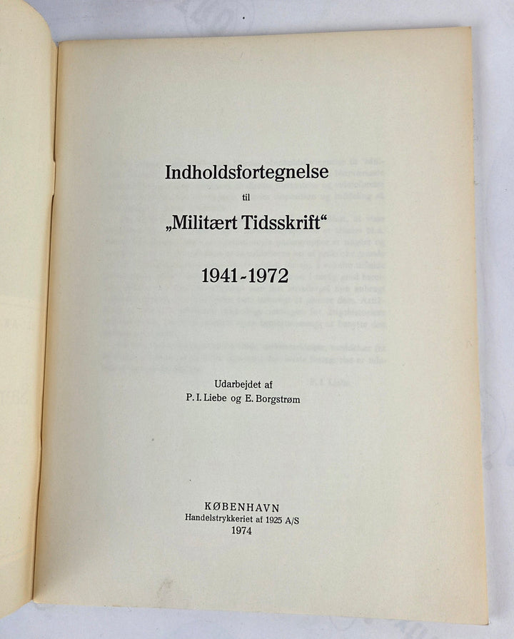 Militært Tidsskrift, Indholdsfortegnelse 1941-1972
