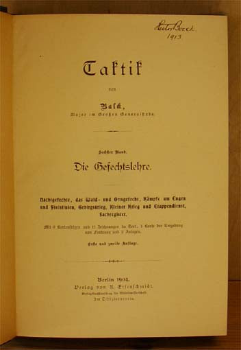 Taktik / von Balck - Sechster Band