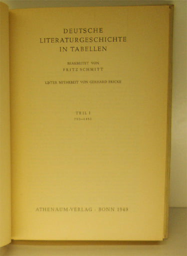 Deutsche Literaturgeschichte in Tabellen