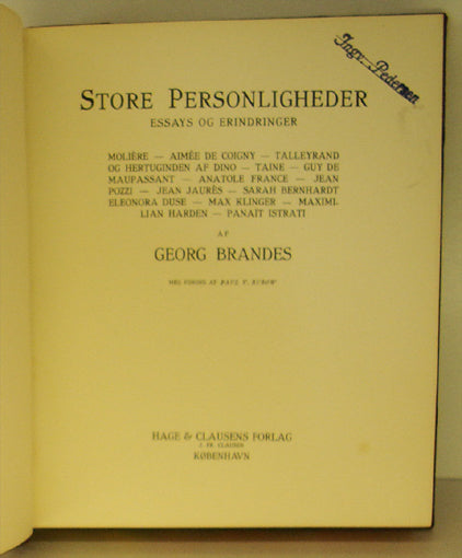 Store Personligheder.- essays og erindringer