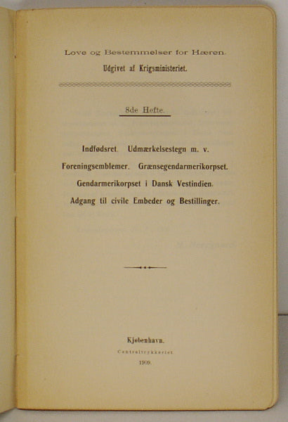 Love og bestemmelser for hæren. 8de hefte
