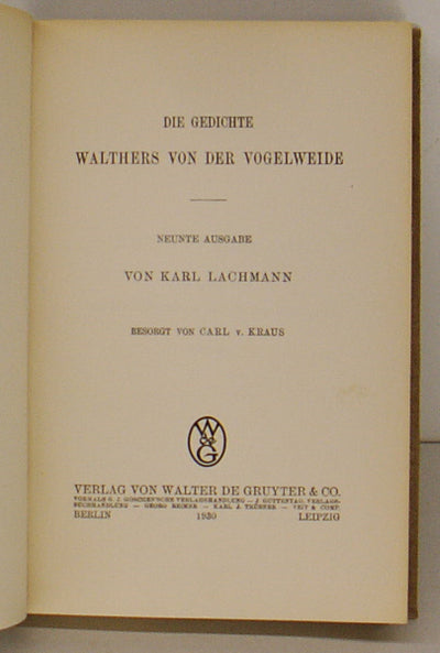 Die Gedighte Walters von der Vogelweide