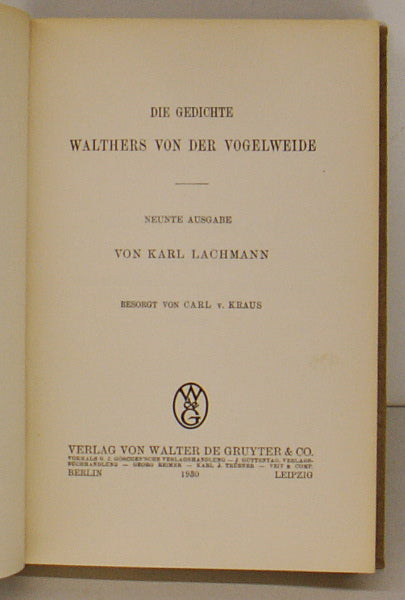 Die Gedighte Walters von der Vogelweide