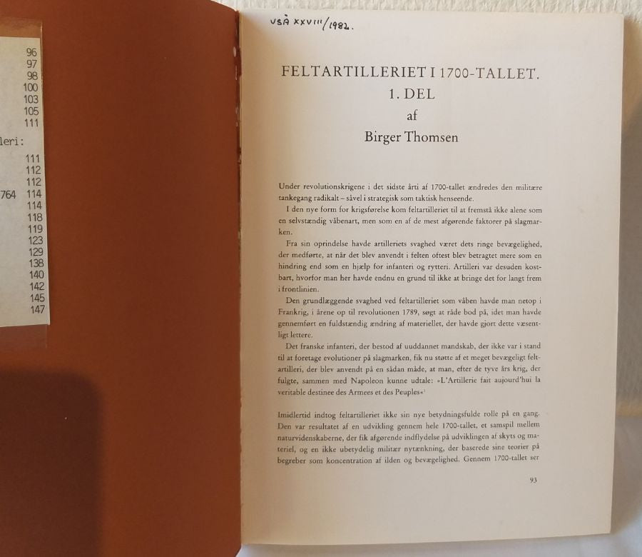 Feltartilleriet i 1700-tallet. del 1+2