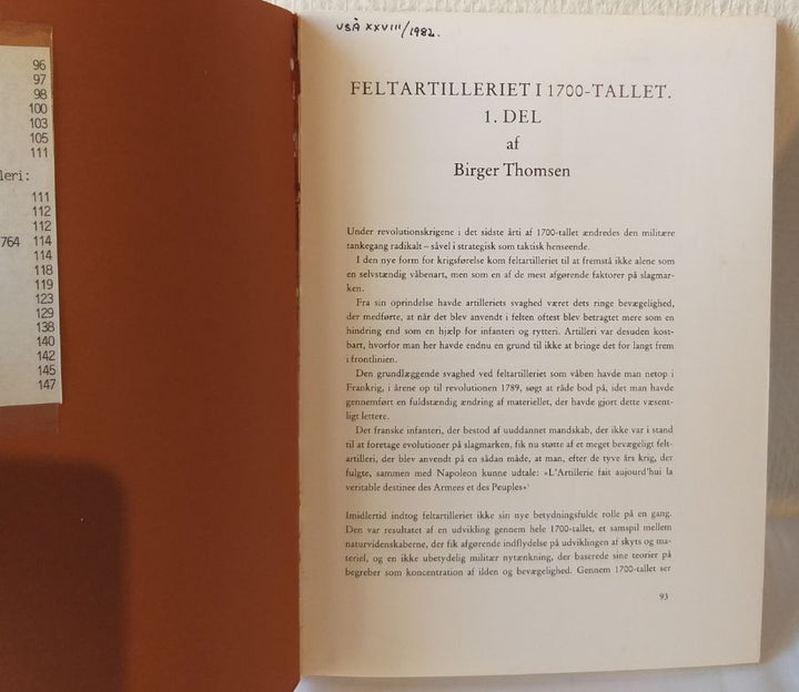 Feltartilleriet i 1700-tallet. del 1+2