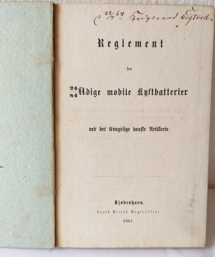 Reglement for 24/84pundige mobile Kystbatterier