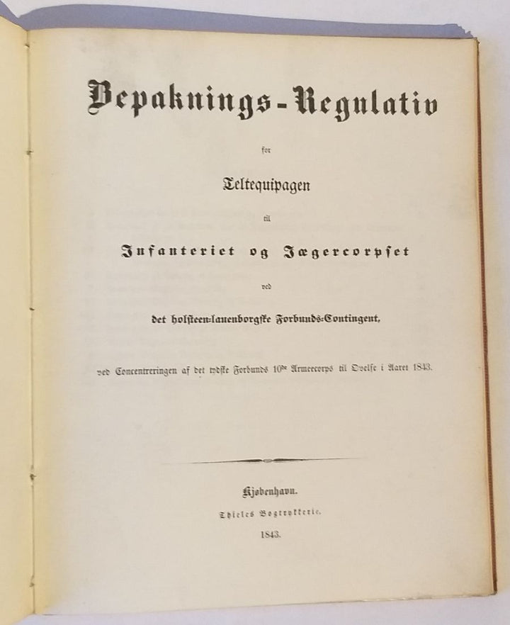 Bepaknings-regulativ for Feltequipagen til Infanteriet og Jægercorpset