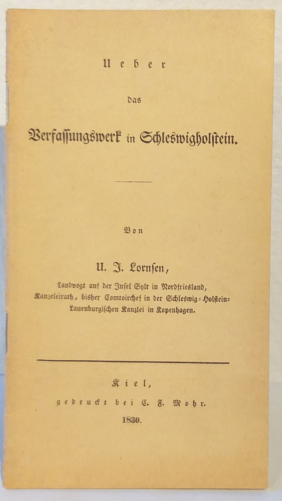 Ueber das Verfassungswerk in Schleswigholstein