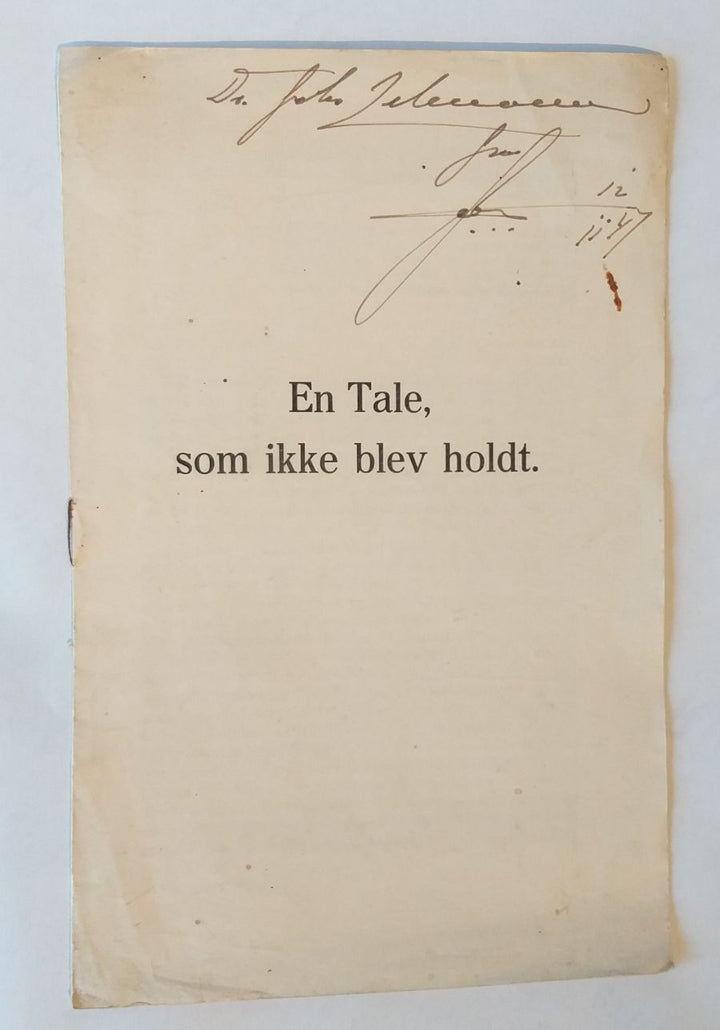 En Tale, som ikke blev holdt
