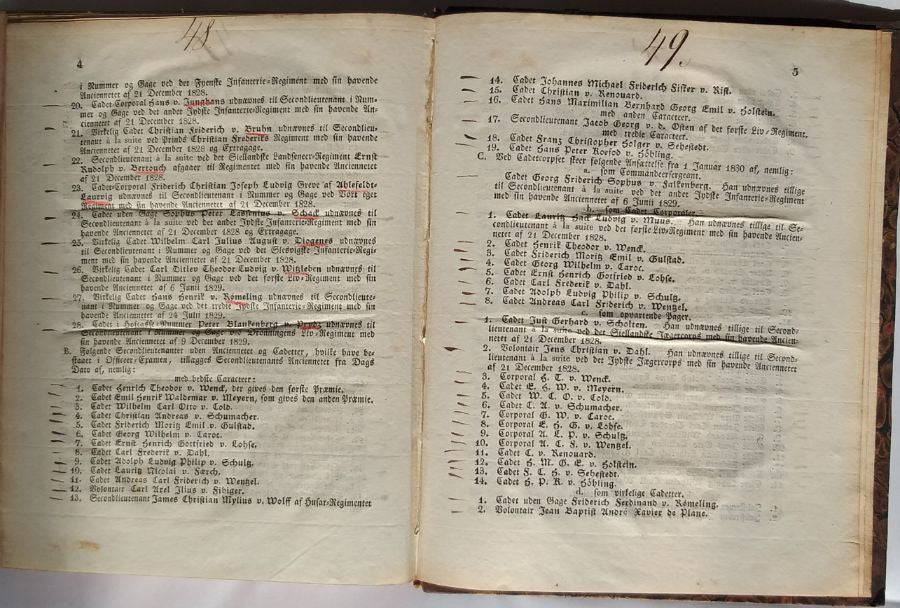 Bekiendtgiørelse af Avancement, Forflyttelse og afgang. 1829
