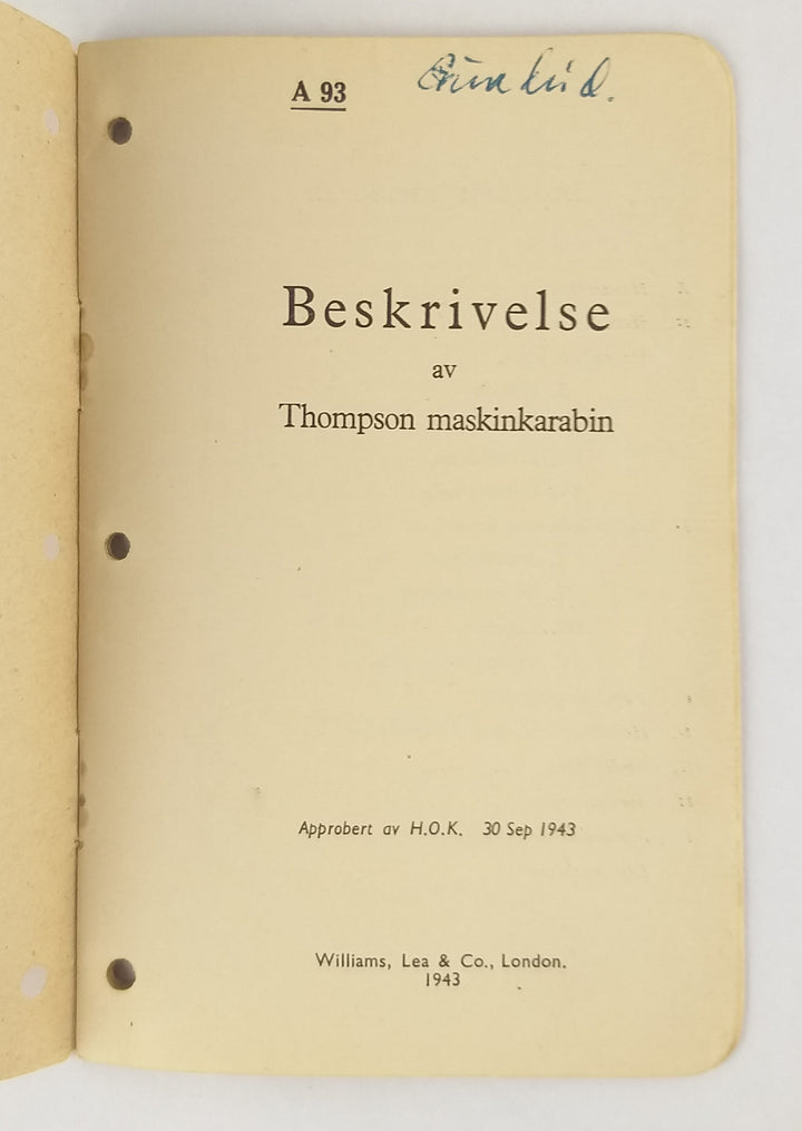 Beskrivelse av Thompson maskinkarabin