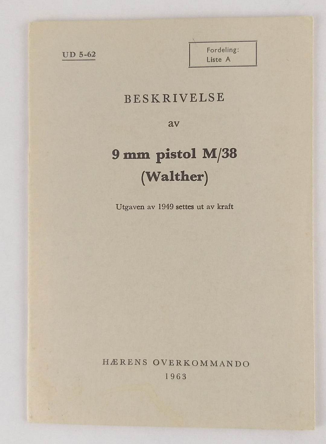 Beskrivelse av 9 mm pistol M/38 (Walther)