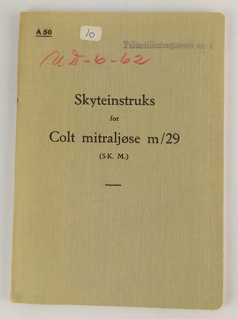 Skyteinstruks for Colt mitraljøse m/29