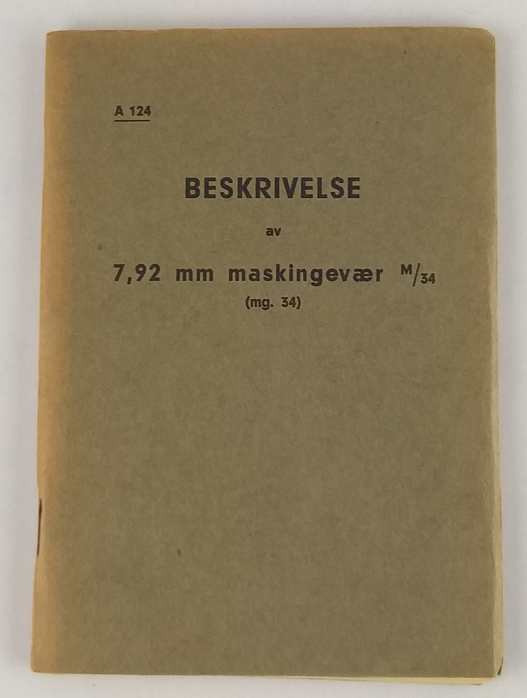Beskrivelse av 7,92 mm. maskingevær m/34 (mg. 34)