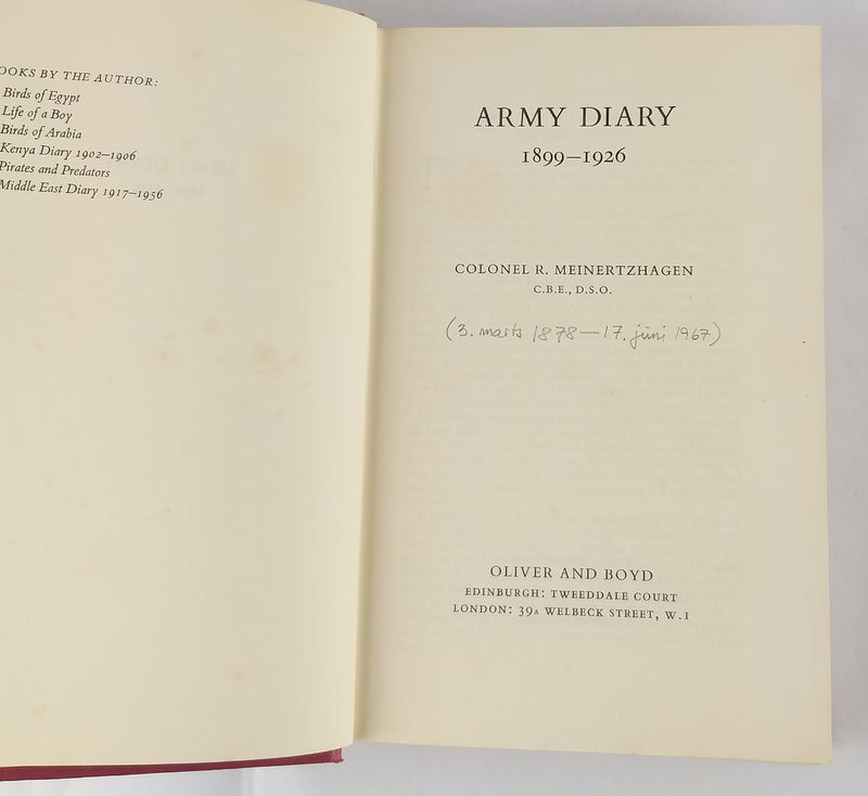 Army Diary 1899-1926