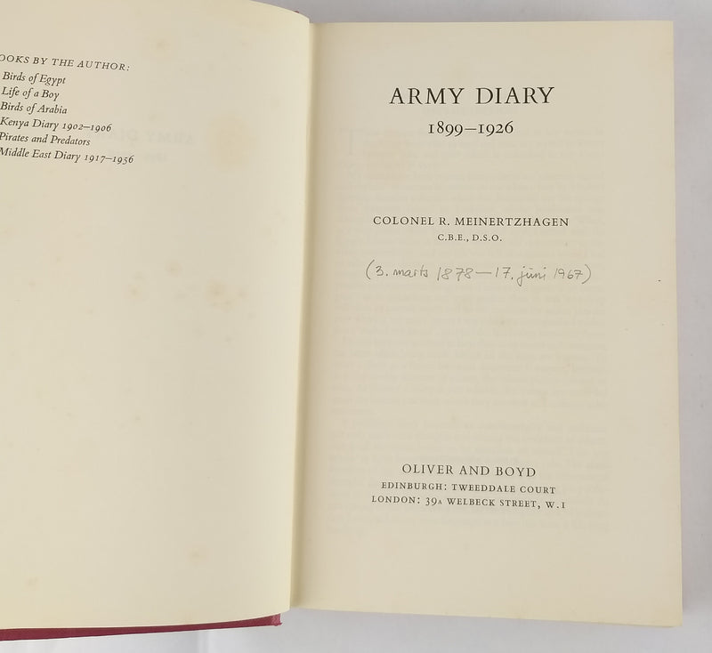 Army Diary 1899-1926