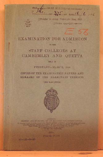 Examination for Admission to the Staff Colleges at Camberley